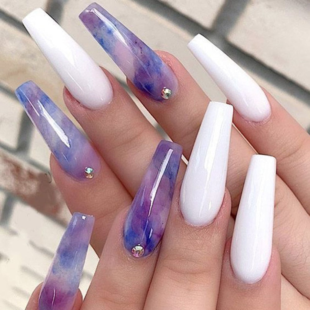 Purple X White X Nails