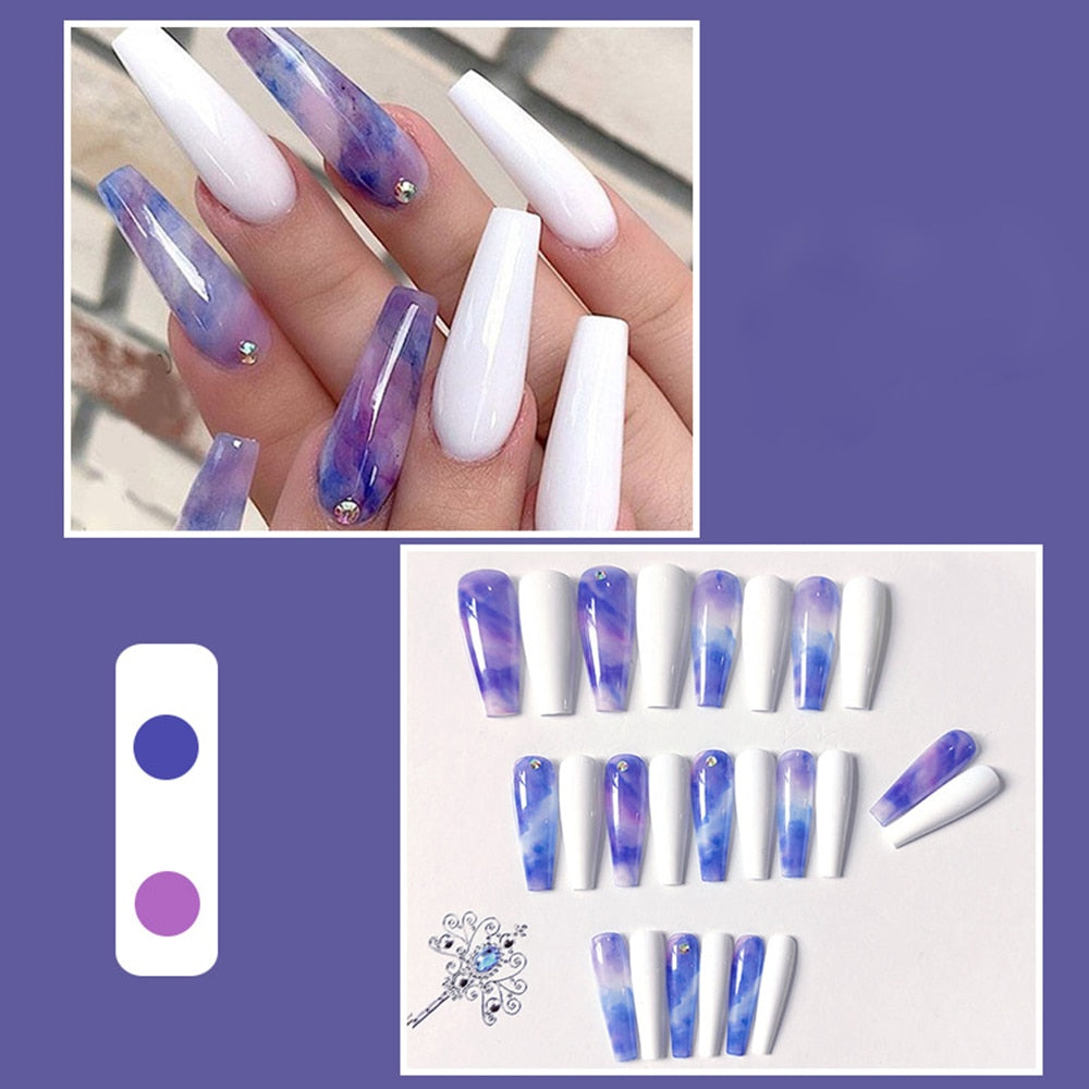 Purple X White X Nails