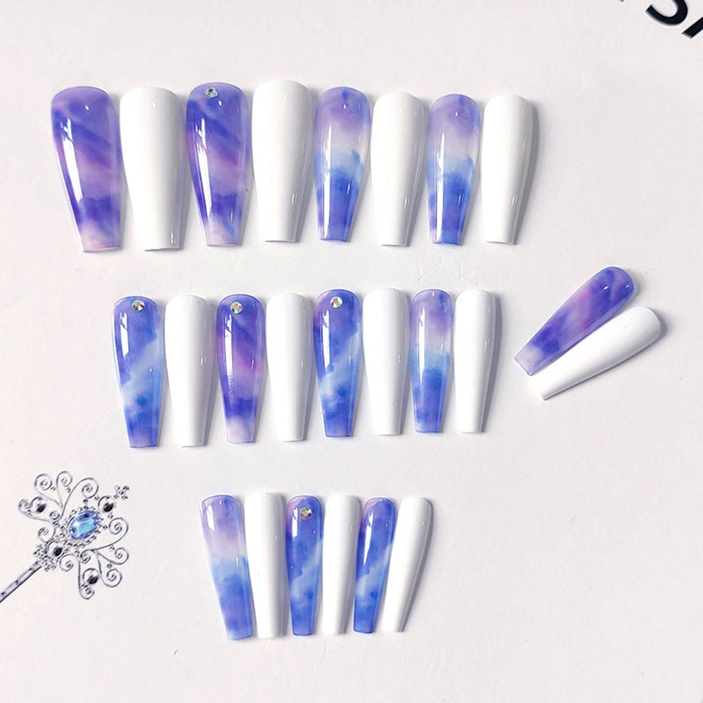 Purple X White X Nails