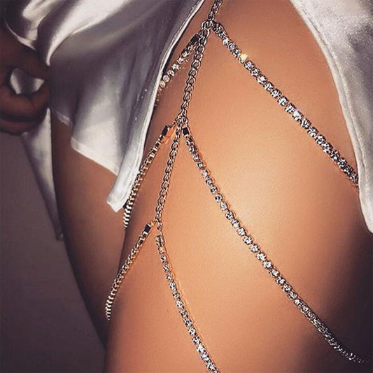 Rhinestones X Leg Chain